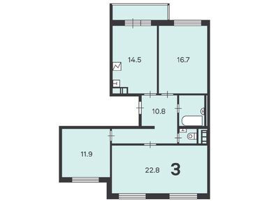 Планировки трехкомнатные в Жилой дом «Кварцевая ул., д. 2-5»