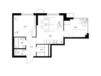 Планировки двухкомнатные в Бусиновский парк