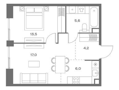 1-комнатная 46.30 кв.м, ЖК «СОУЛ», 23 916 728 руб.