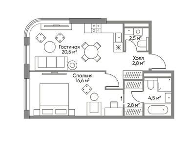 1-комнатная 49.90 кв.м, Stories на Мосфильмовской, 39 388 031 руб.