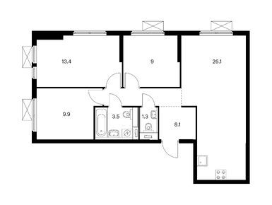 Планировки трехкомнатные в Второй Нагатинский