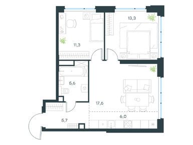 Планировки трехкомнатные в Левел Мичуринский