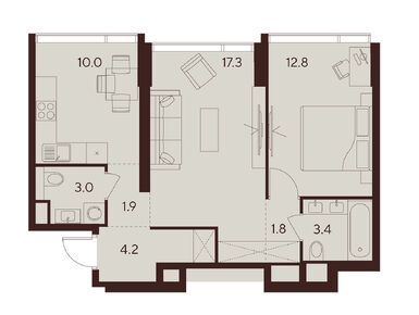 Планировки двухкомнатные в ЖК «Инди Тауэрз»