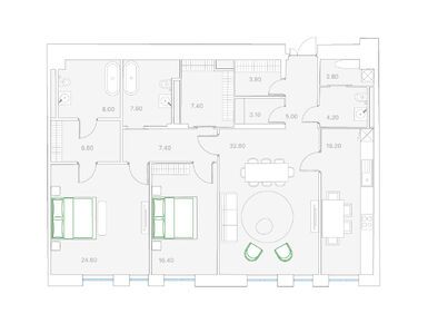 2-комнатная 148.00 кв.м, Клубный дом Duo (Дуо), 404 313 000 руб.