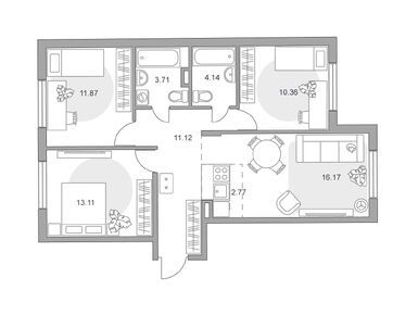Планировки четырехкомнатные в ЖК «Аникеевский»