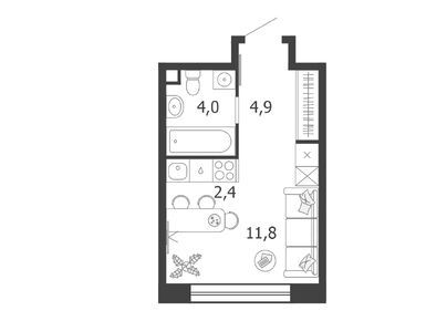 Планировки студии в Жилой квартал Shagal (Шагал)