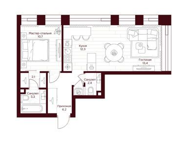 1-комнатная 50.40 кв.м, ЖК «Дом 7 Даниловский», 48 268 080 руб.