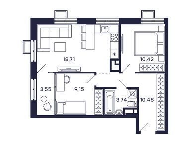 Планировки двухкомнатные в ЖК «Тетрис»