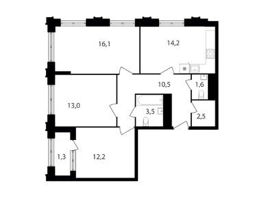 Планировки трехкомнатные в МФК «Варшавские ворота»