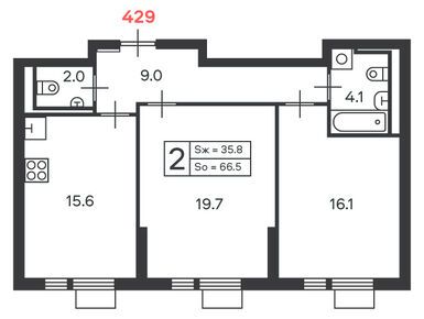 Планировки двухкомнатные в Жилой дом «Дмитровское ш., з/у 89 (стр. 1)»