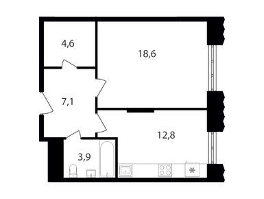 1-комнатные 47.00 кв.м, МФК «Варшавские ворота», 13 943 490 руб.