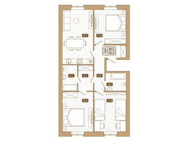 Планировки трехкомнатные в ЖК «Белый город» (Сергиев Посад)