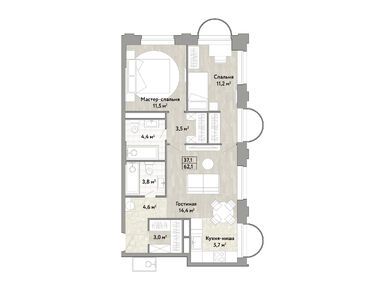 Планировки двухкомнатные в ЖК «Новые Смыслы»