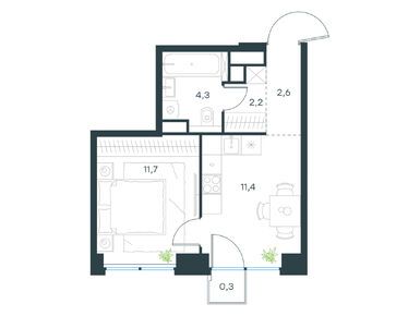 Планировки однокомнатные в Левел Звенигородская