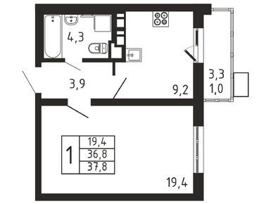 Планировки однокомнатные в ЖК «Пироговская ривьера»