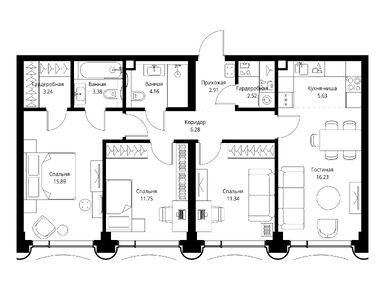 Планировки трехкомнатные в ЖК МИRA (МИРА)