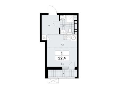 Студия 22.40 кв.м, Жилой район «Скандинавия», 10 502 912 руб.
