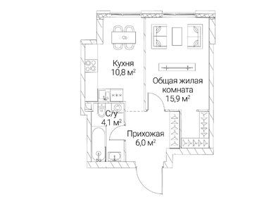 1-комнатная 36.80 кв.м, ЖК «Сезар Силика», 23 883 200 руб.