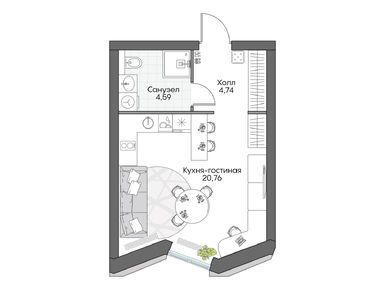 Студия 30.29 кв.м, Insider (Инсайдер), 15 710 363 руб.