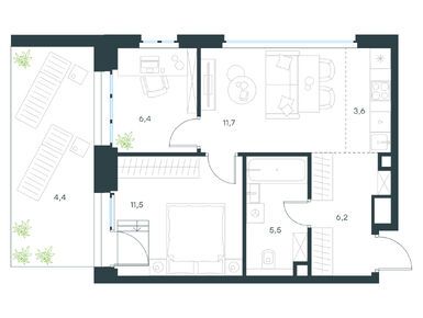 Планировки 3-к. апартаменты в Level Южнопортовая