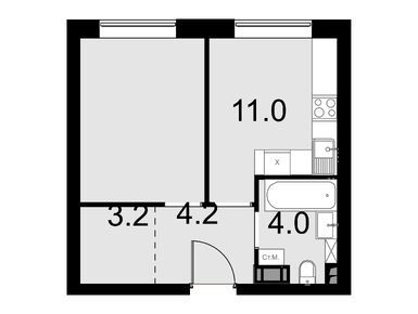 1-комнатные 33.60 кв.м, Дом Malevich, 12 532 800 руб.