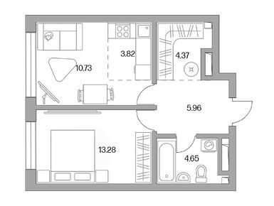 Планировки двухкомнатные в ЖК «Тринити»