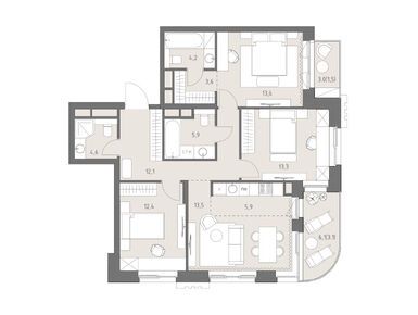 Планировки четырехкомнатные в ЖК «Родина Парк»