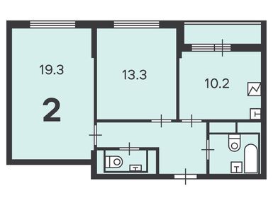 Планировки двухкомнатные в Жилой дом «Люблинская ул., д. 76, к. 5»