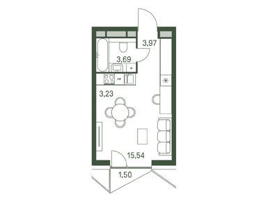 Планировки студии в ЖК «МОМЕНТС»