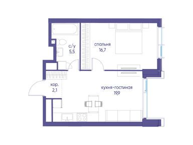 1-комнатная 44.20 кв.м, ЖК «Событие», 29 569 800 руб.