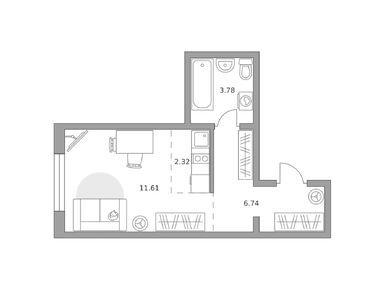 Студия 24.45 кв.м, ЖК «Аникеевский», 5 822 700 руб.