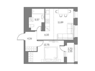 Планировки двухкомнатные в ЖК «Аквилон BESIDE 2.0»