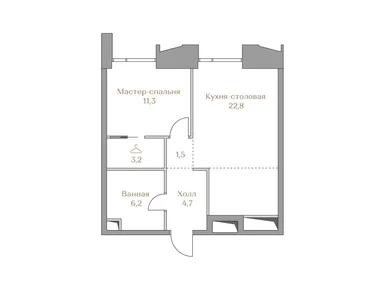 1-комнатная 49.80 кв.м, ЖК «Коллекция Лужники», 79 089 000 руб.