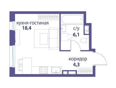 Студия 28.70 кв.м, Жилой квартал «Символ», 21 985 500 руб.
