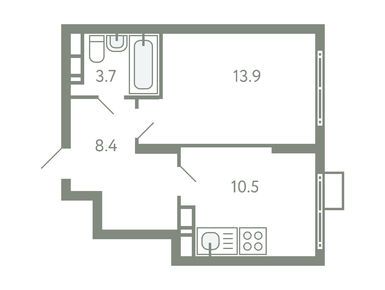 1-комнатная 36.00 кв.м, ЖК «Ново-Молоково», 7 180 000 руб.