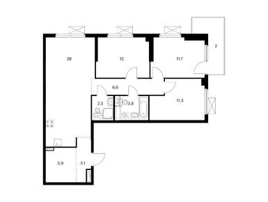 Планировки трехкомнатные в Большая Академическая 85