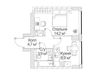 1-комнатная 31.70 кв.м, ЖК «Сезар Будущее», 25 245 880 руб.