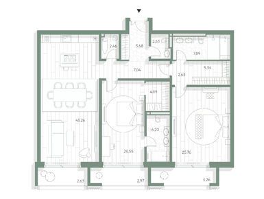 Планировки двухкомнатные в Клубный дом LUCE