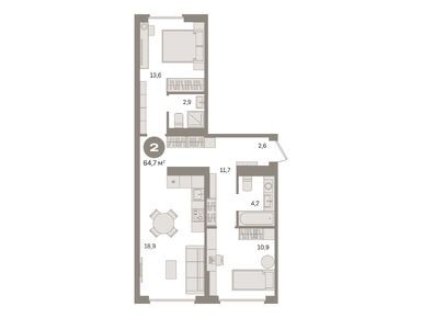 Планировки двухкомнатные в ЖК «Первый квартал»