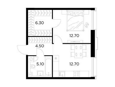 1-комнатная 41.30 кв.м, ЖК «Яркий квартал Injoy» (Инджой), 21 766 600 руб.