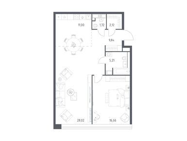 1-комнатные 73.00 кв.м, ЖК «Октябрьская 98», 24 502 172 руб.