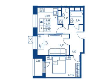 Планировки двухкомнатные в ЖК «Поколение Первых»