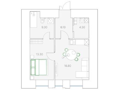 1-комнатная 51.00 кв.м, Клубный дом «Дуо», 143 498 160 руб.