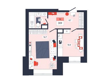 Планировки однокомнатные в ЖК «Феникс»