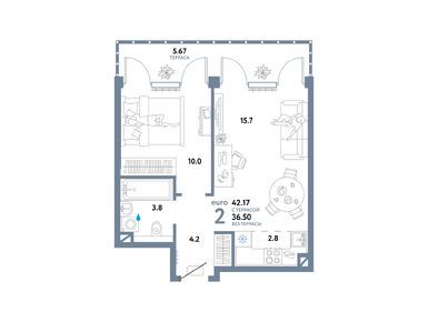 Планировки двухкомнатные в ЖК «Страна. Озерная»