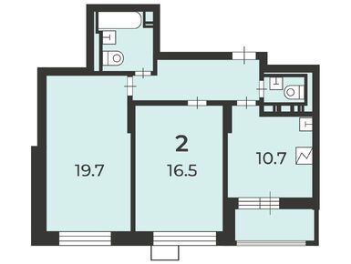 Планировки двухкомнатные в Жилой дом «Заводская ул., д. 10, к. 1, 2»