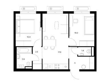 Планировки двухкомнатные в Восточное Бутово