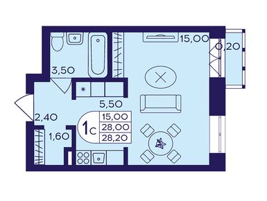 Студия 28.20 кв.м, ЖК «Героев», 6 337 386 руб.
