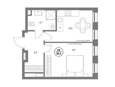1-комнатная 36.30 кв.м, ЖК «Адмирал», 19 720 244 руб.