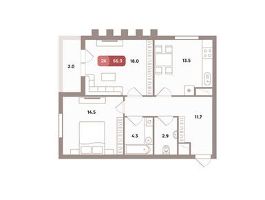 2-комнатная 66.90 кв.м, ЖК «Проспект 39» (District 39), 22 681 497 руб.